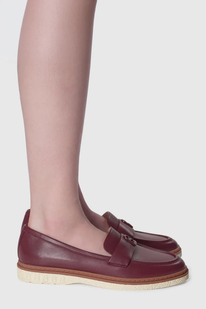 vachya loafer in cremisi by buttonscarves wearing side looks