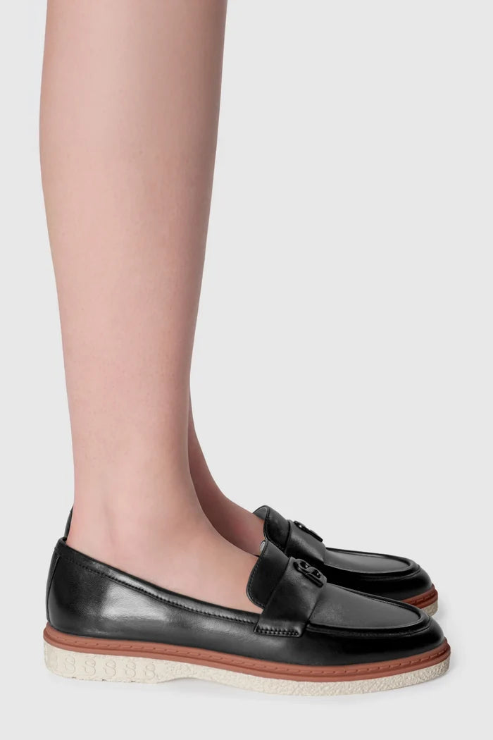 vachya loafer in ebony by buttonscarves wearing side looks