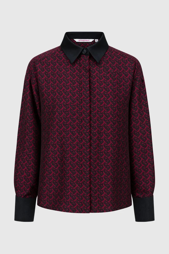 verena crop shirt in maroon by buttonscarves