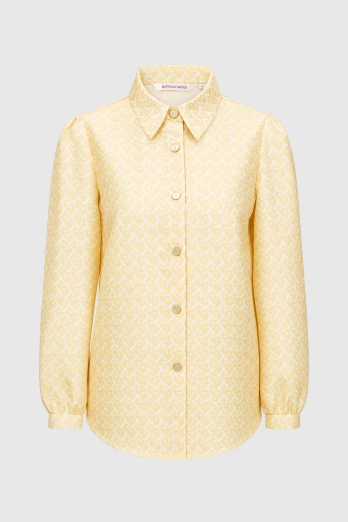 verena puff shirt in butter yellow by buttonscarves