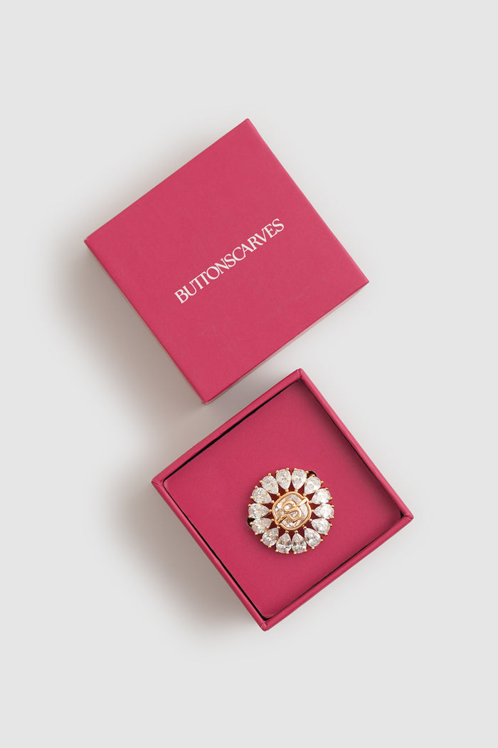 Victorian Crystal Pin Brooch - Rose Gold