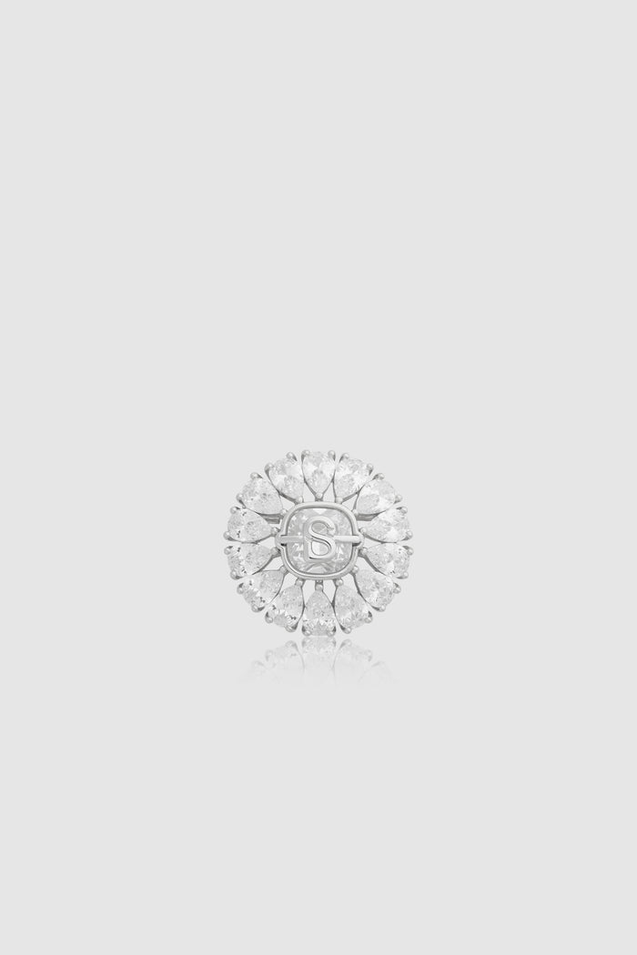 Victorian Crystal Pin Brooch - Silver