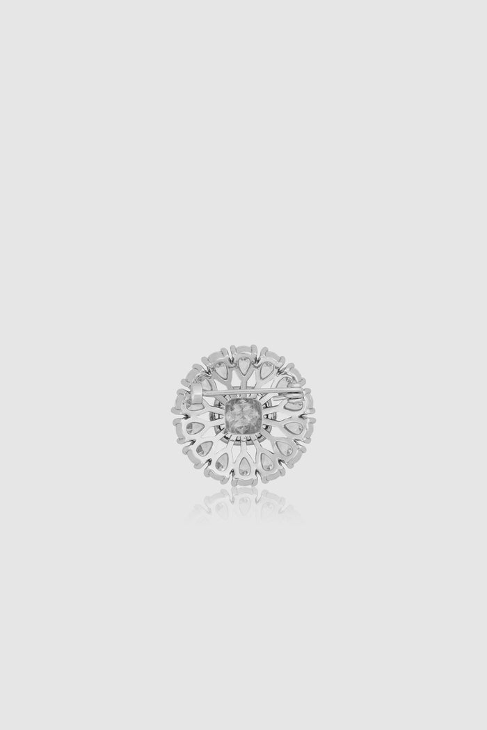 Victorian Crystal Pin Brooch - Silver