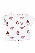 Virginia Tech White Hokie Ruffle Pocket Tee-Mila & Rose ®