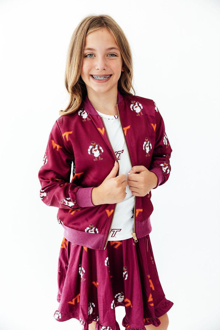 Virginia Tech White Hokie Ruffle Pocket Tee-Mila & Rose ®