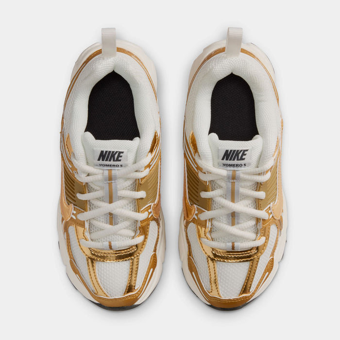 Vomero 5 Preschool Running Shoes (Sail/Metallic Gold/Anthracite)