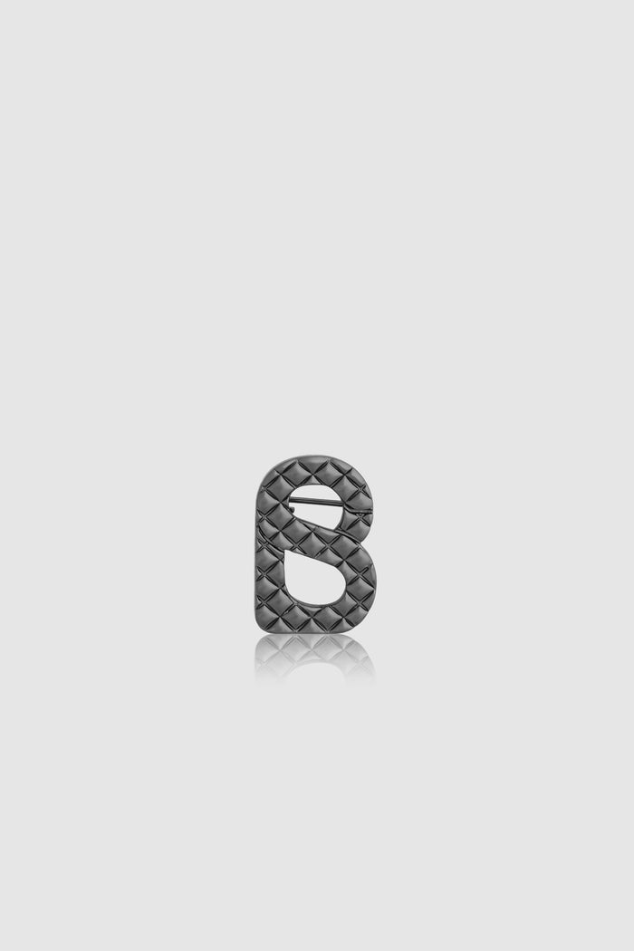 wicker petite brooch in hematite by buttonscarves front view