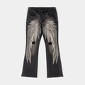 Wings Embossed Denim Mens Pants (Black/Gray)