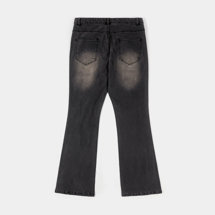 Wings Embossed Denim Mens Pants (Black/Gray)