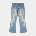 Wings Embossed Denim Mens Pants (Blue/Blue)