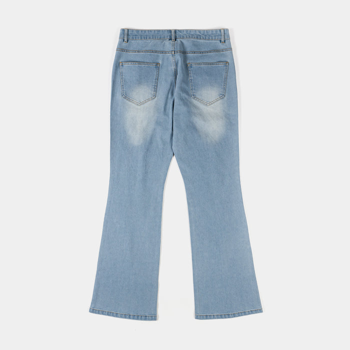Wings Embossed Denim Mens Pants (Blue/Blue)