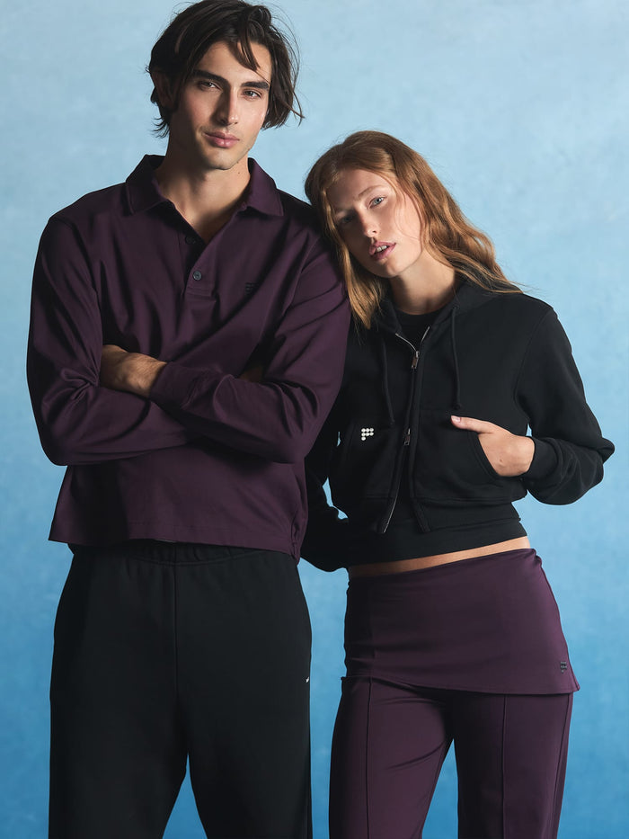 Womens Interlock Overskirt Trousers—Nocturne Plum