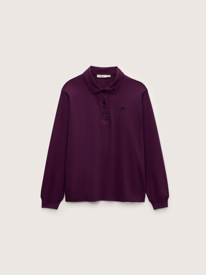 Womens Interlock Polo Sweatshirt—Nocturne Plum