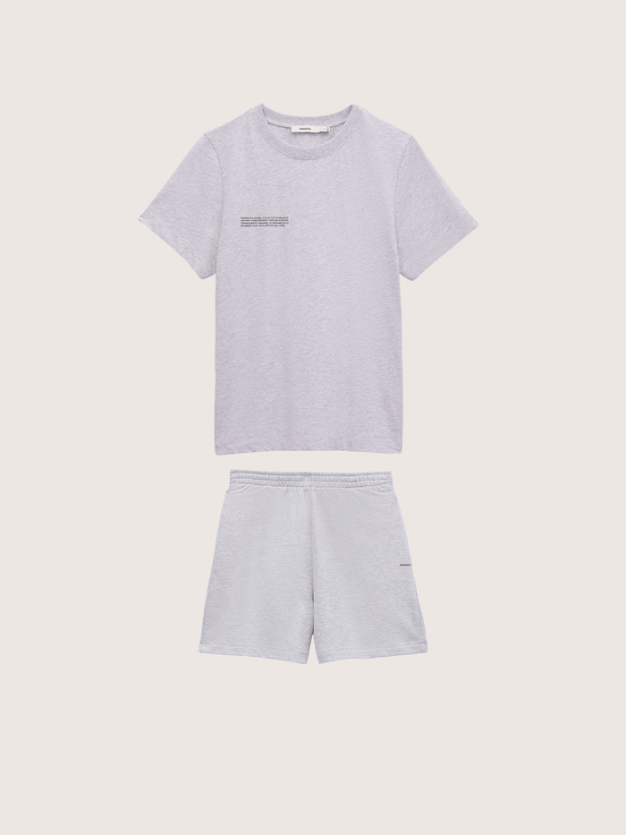 Womens Midweight T-Shirt and Shorts Set—Grey Marl