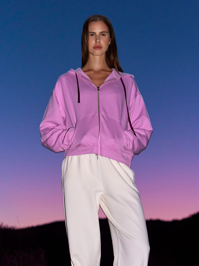 Womens Midweight Zip Up Hoodie—Blush Drift