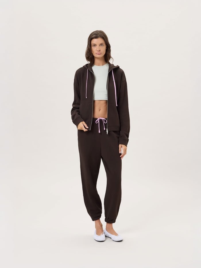 Womens Midweight Zip Up Hoodie—Obsidian Core